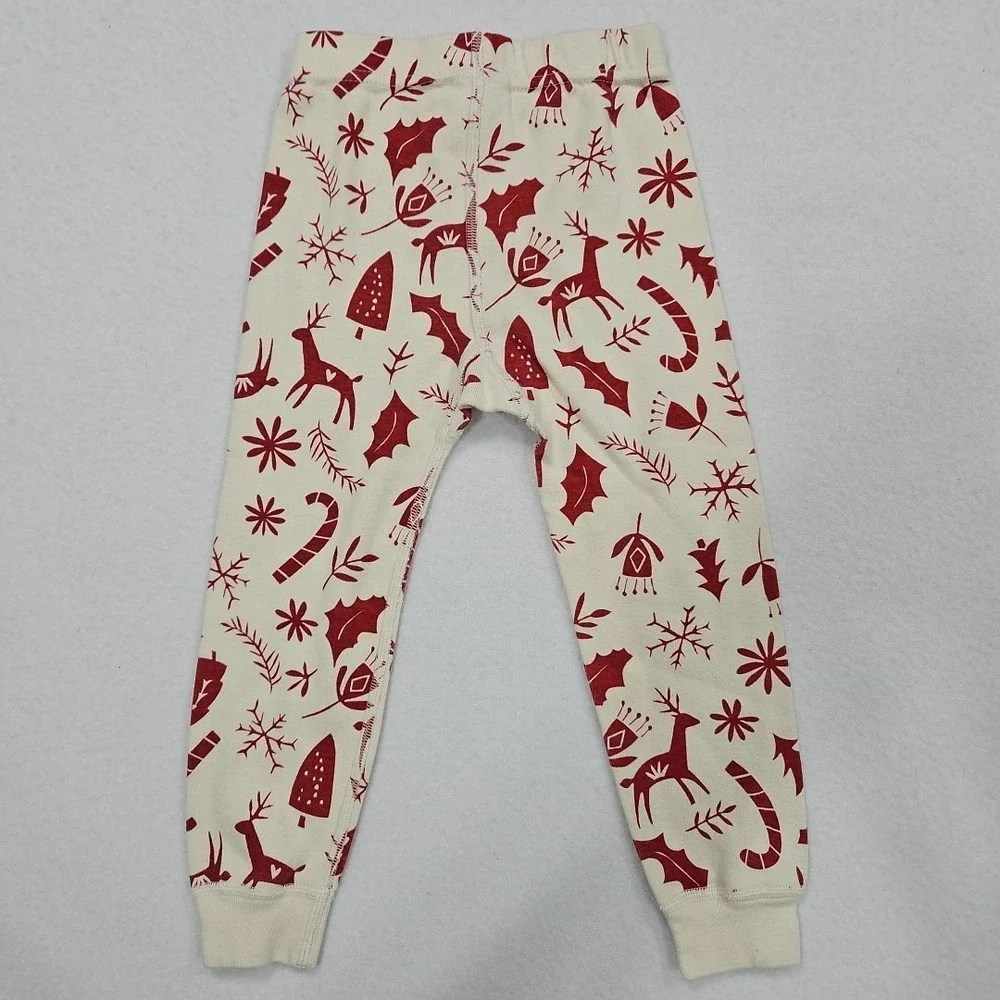 Hanna Andersson Pajamas‎ Size 90 US 3T White Red Reindeer Holiday Longsleeve